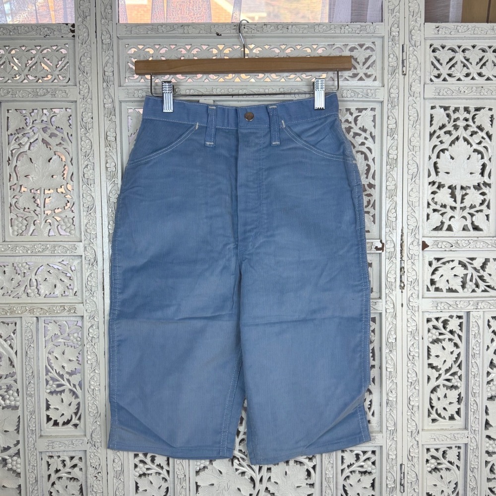 Vtg Wrangler Light Blue Corduroy‎ High Waisted Bermuda Shorts Sz XS 70's 80's